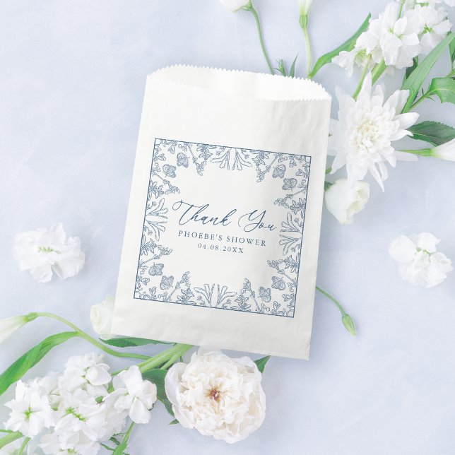 Bolsa De Papel Ducha nupcial floral Chinoiserie azul francesa (Subido por el creador)