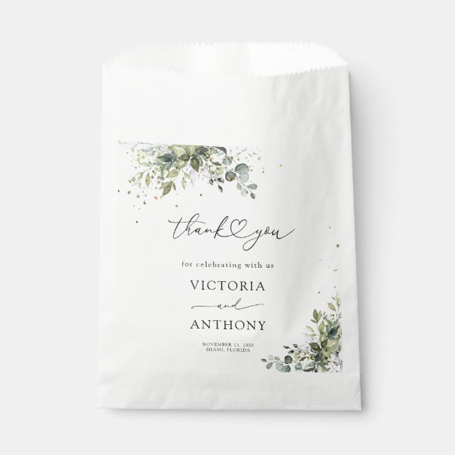 Bolsa De Papel Ducha nupcial floral de eucalipto verde (Anverso)