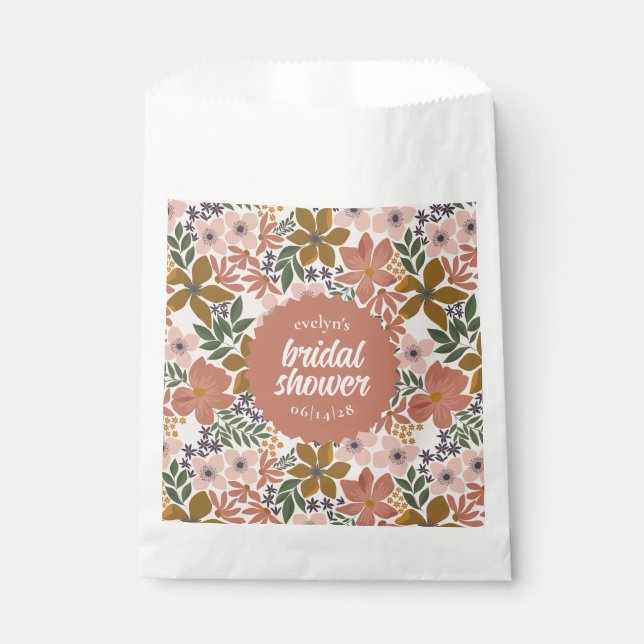 Bolsa De Papel Ducha nupcial floral o Boda personalizado (Anverso)