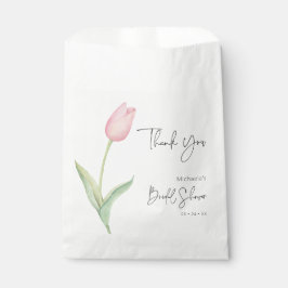 Bolsa De Papel Ducha nupcial moderna rosa tulipán solo
