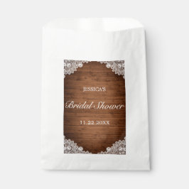 Bolsa De Papel Ducha nupcial Rusa de Madera y Lace Blanco