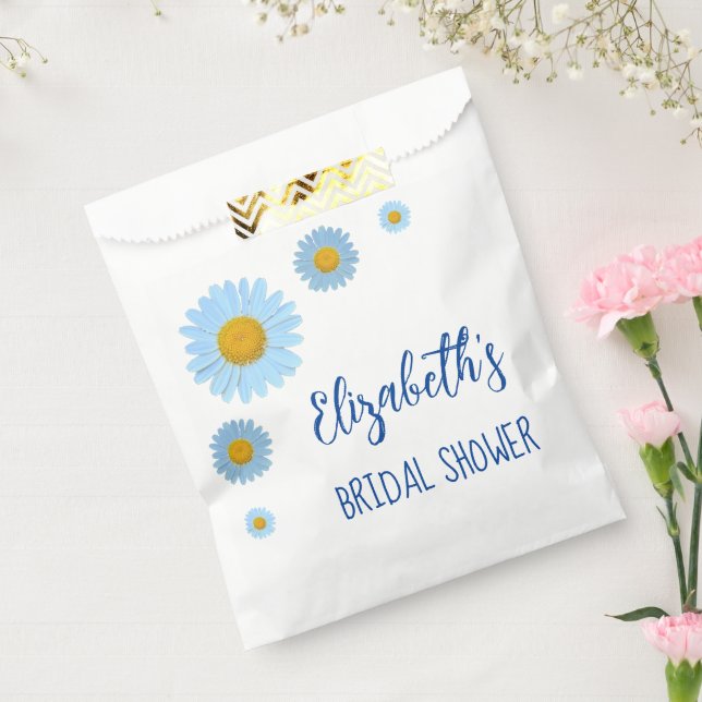 Bolsa De Papel Duchas de Novia Florales de Margaritas Azules (Sellado)
