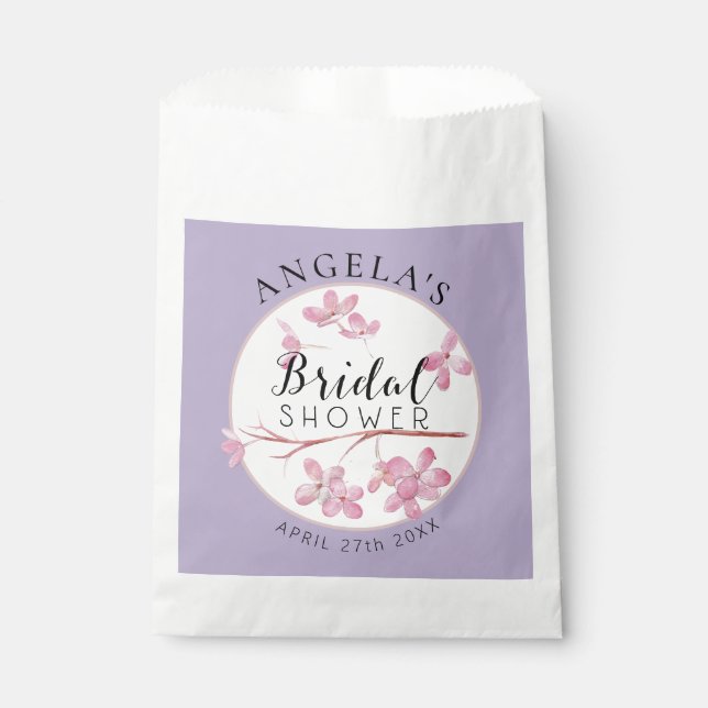 Bolsa De Papel Duche de Lavanda Rosa Flor de Lila para Despedida  (Anverso)
