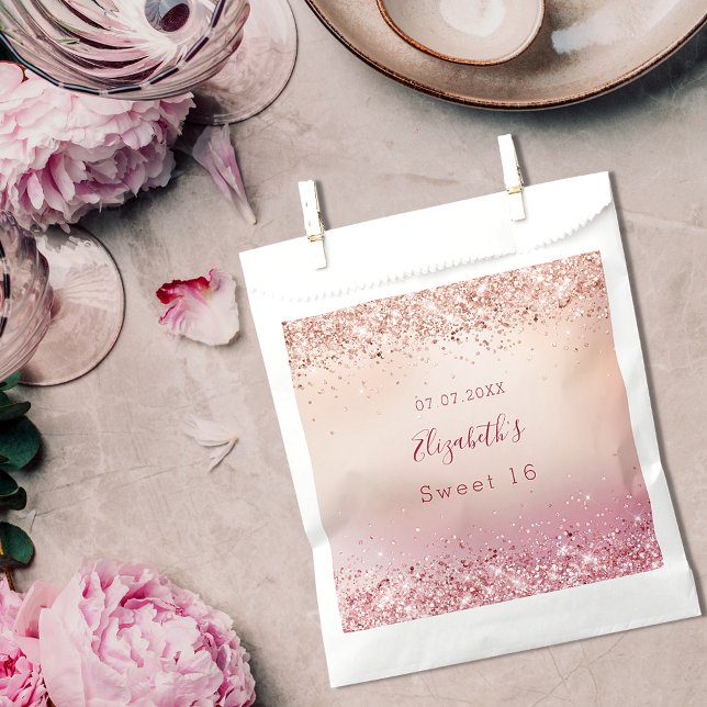 Bolsa De Papel Dulce 16 chispas rosadas de oro rosa (Subido por el creador)