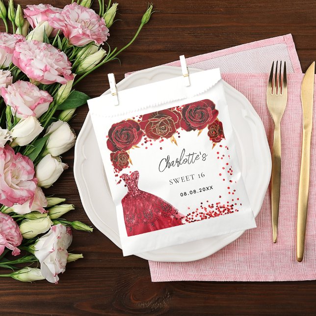 Bolsa De Papel Dulce 16 flores de vestir rojas blanco (Subido por el creador)