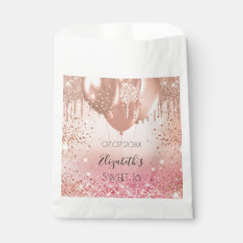 Bolsa De Papel Dulce 16 globos de oro rosado fiesta