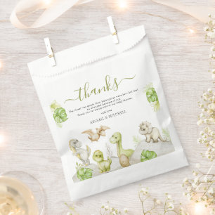 Bolsa De Papel Dulce acuarela Dinosaurio Baby Shower