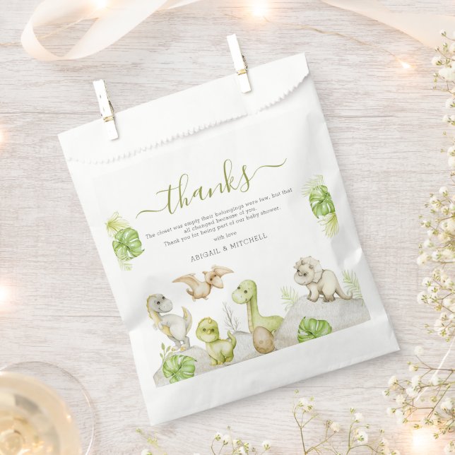 Bolsa De Papel Dulce acuarela Dinosaurio Baby Shower (Cortado)