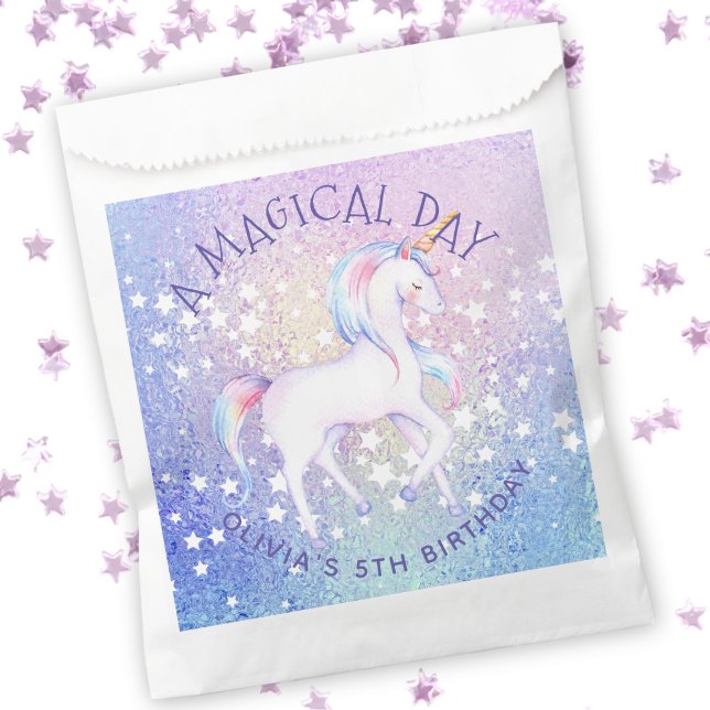 Bolsa De Papel Dulce arcoiris Unicornio nombre de fiesta de cumpl (Subido por el creador)