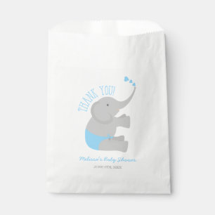 Bolsa De Papel Dulce Baby Shower del Elefante Gris Azul