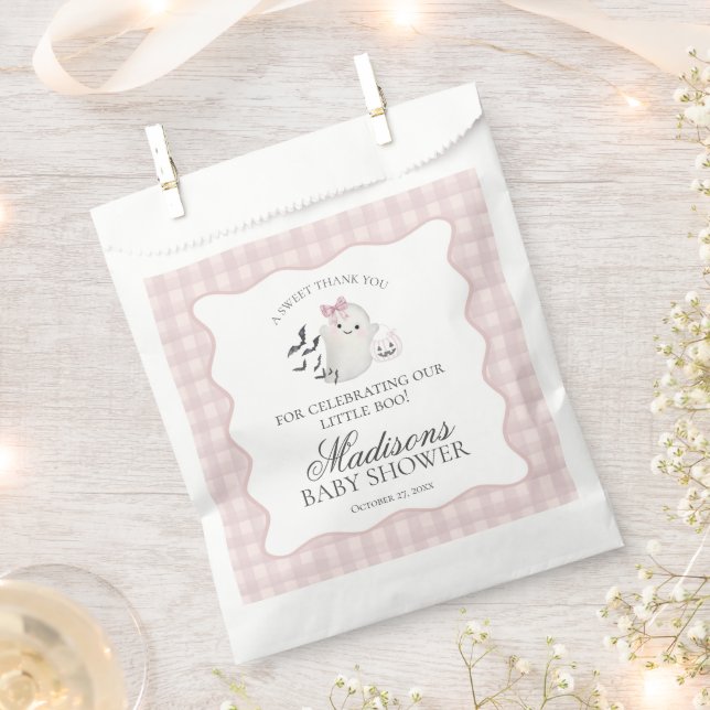 Bolsa De Papel Dulce de Shower de Bebé Fantasmita Pastel Rosa (Cortado)