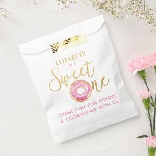Bolsa De Papel Dulce Donut Cumpleaños 1er Cumpleaños Rosa Regalo 