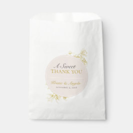 Bolsa De Papel Dulce dorado floral Gracias Bolsa favorita de boda