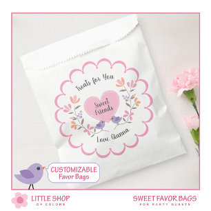 Bolsa De Papel Dulce floral rosa personalizable 16 Fiesta de cump