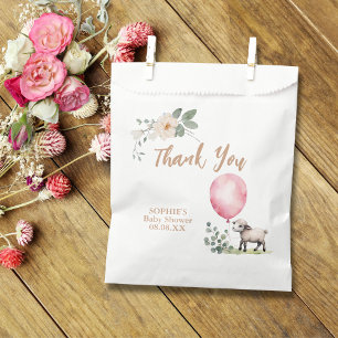 Bolsa De Papel Dulce globo rosa floral de cordero pequeño