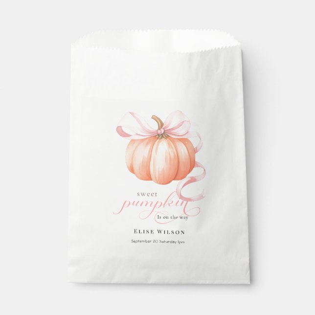 Bolsa De Papel Dulce La pequeña calabaza rosa arco está en camino (Anverso)