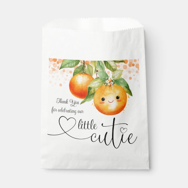 Bolsa De Papel Dulce Naranja Hermosa Fiesta de Bebé (Anverso)