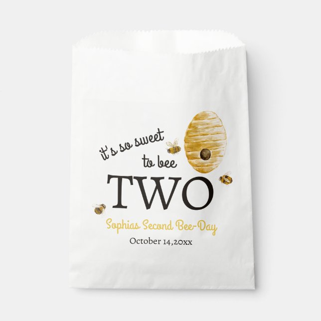 Bolsa De Papel Dulce Para Ser Dos Cumpleaños Abejas Colmena (Anverso)