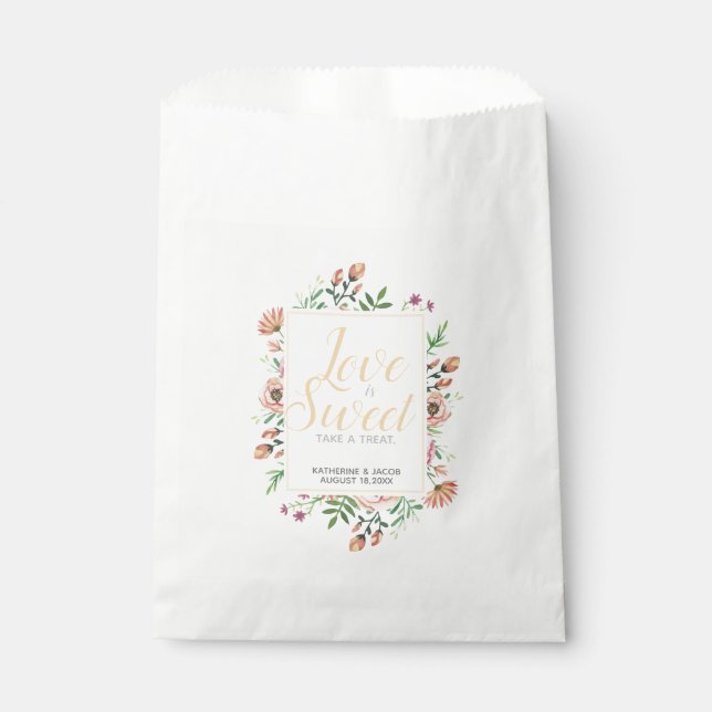 Bolsa De Papel Dulce regalo floral de melocotón (Anverso)