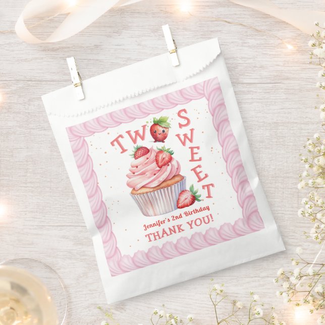 Bolsa De Papel ¡Dulce! Segundo cumpleaños del Chica Rosa Strawber (Cortado)