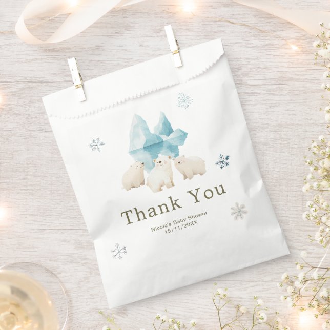 Bolsa De Papel Dulce Shower de Bebé Osos Polares de Invierno (Cortado)