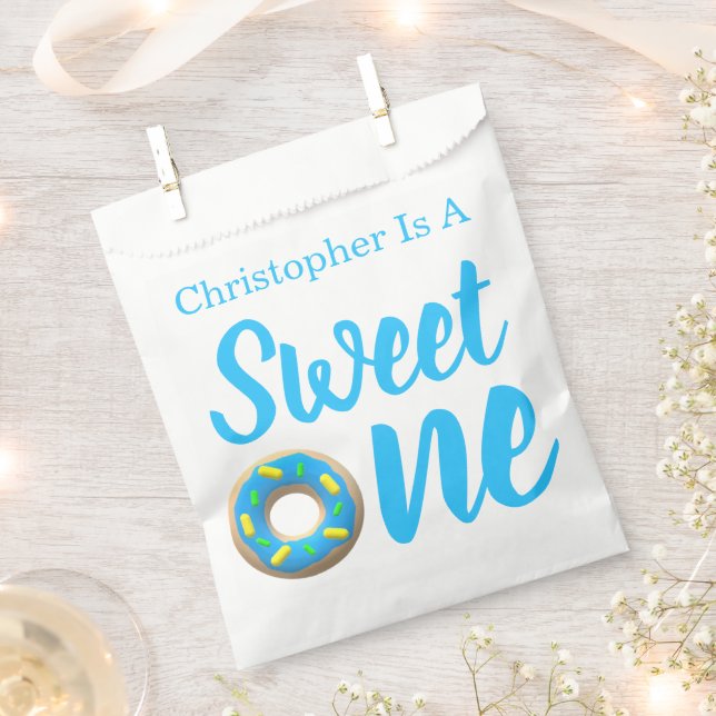 Bolsa De Papel Dulce Un Donut Primer Cumpleaños (Cortado)
