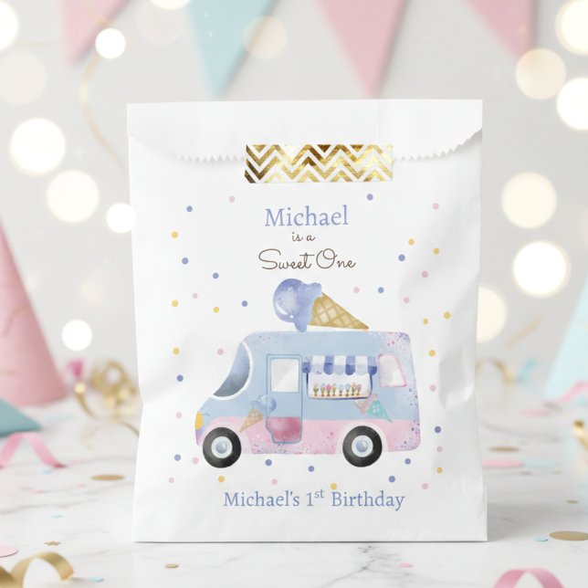 Bolsa De Papel Dulce Un helado de camión de primer cumpleaños (Subido por el creador)