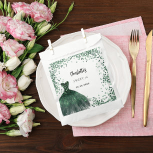 Bolsa De Papel Dulce vestido verde esmeralda 16 Gracias