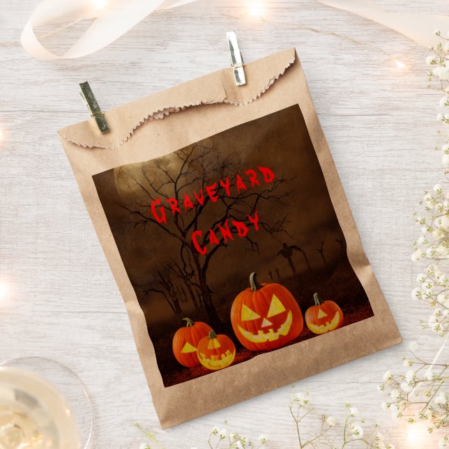 Bolsa De Papel Dulces de Cementerio Halloween Cementerio Espeluzn (Cortado)