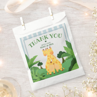 Bolsa De Papel Dulces Gemelas Jirafas Salvajes Safari Selva Doble