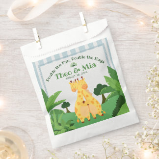 Bolsa De Papel Dulces Gemelas Jirafas Salvajes Safari Selva Doble