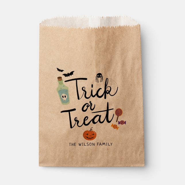 Bolsa De Papel Dulces o trucos de Halloween (Anverso)