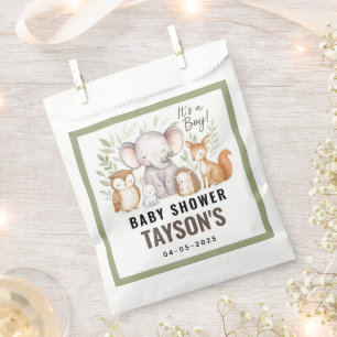 Bolsa De Papel Dulces para Fiesta de Bebé Niño Bosque Animales Bo