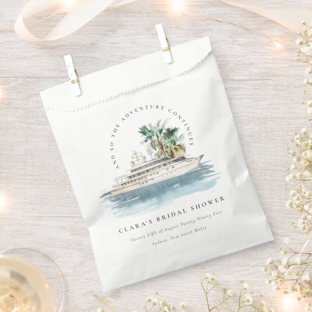 Bolsa De Papel Dusky Cruise Ship Palm Seascape Bridal Shower (Cortado)