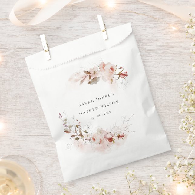 Bolsa De Papel Dusky Fall Marsala Rubor Floral Wreath Boda (Cortado)