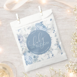 Bolsa De Papel Duste Blue Floral Baby en el Baby Shower en Bloom