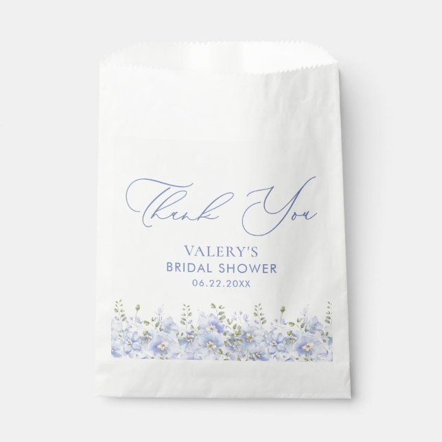 Bolsa De Papel Duste Blue Floral Bridal Shower (Anverso)