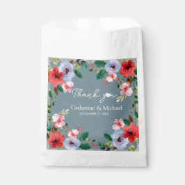 Bolsa De Papel Duste Blue Silver Purpurina Floral acuarela