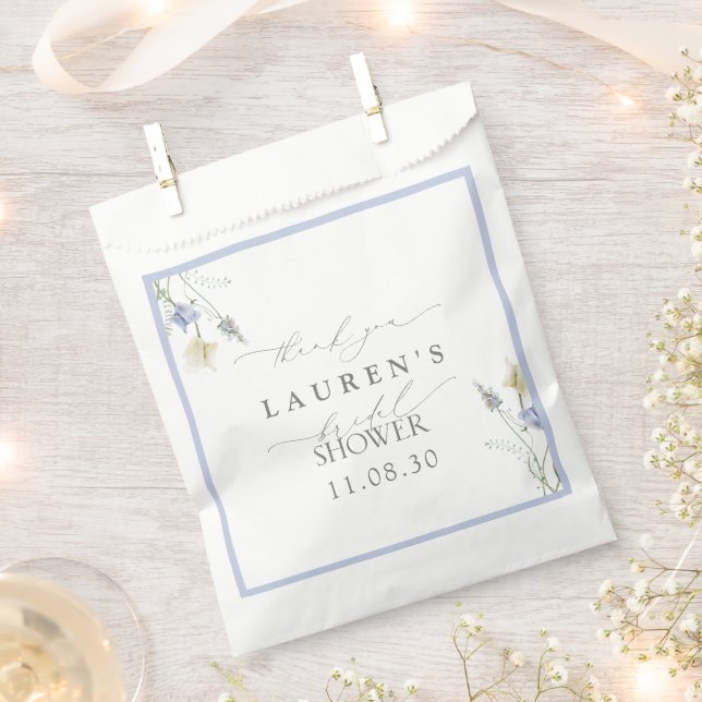 Bolsa De Papel Duste Blue Wildflower Bridal Shower (Cortado)