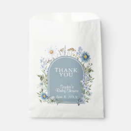 Bolsa De Papel Duste Fiesta de té azul en un Baby Shower en flor