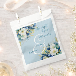 Bolsa De Papel Duste Purpurina De Oro Azul Floral La Noche Antes