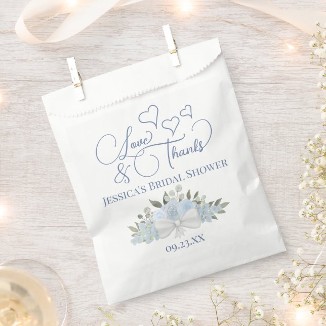 Bolsa De Papel Duste Rosas Azules Amor y Gracias Ducha Bridal (Cortado)