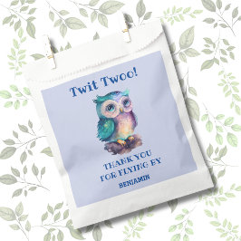 Bolsa De Papel Dusty Blue Cute Owl Cumpleaños Gracias