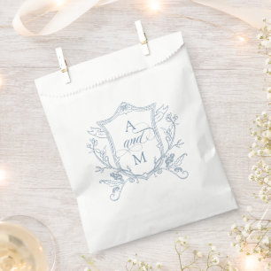 Bolsa De Papel Dusty Blue Vintage Escudo Boda
