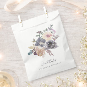 Bolsa De Papel Dusty Morado Morado Floral Watercolor Matrimonio p