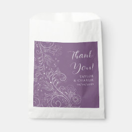 Bolsa De Papel Dusty Purple Elegent Boda Floral Gracias