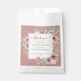 Bolsa De Papel Dusty Rosa Boda Botánico Floral Gracias
