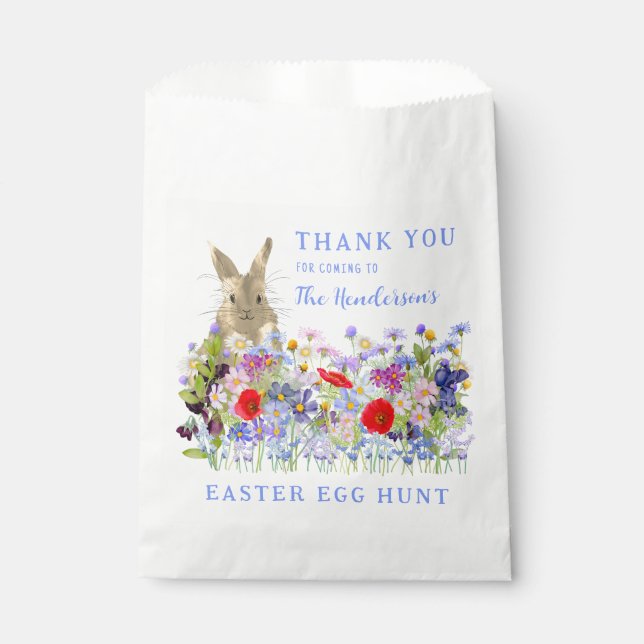 Bolsa De Papel Easter Egg Hunt Bunny Floral Gracias (Anverso)