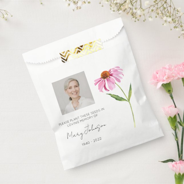Bolsa De Papel Echinacea | Foto Sencilla Funeral Semilla (Sellado)
