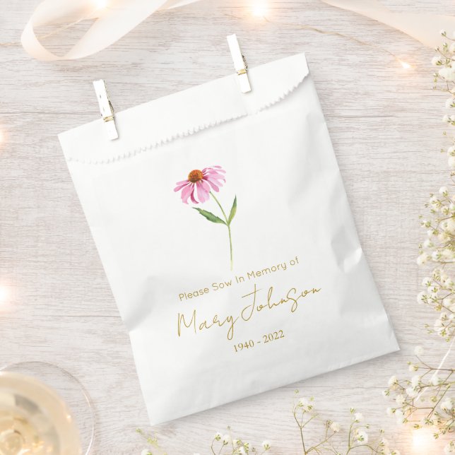 Bolsa De Papel Echinacea | Sobre de Semillas Simple Funeral  (Cortado)